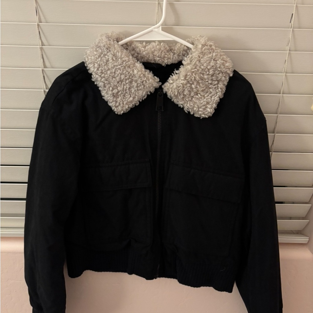 Black Jacket with Sherpa Collar